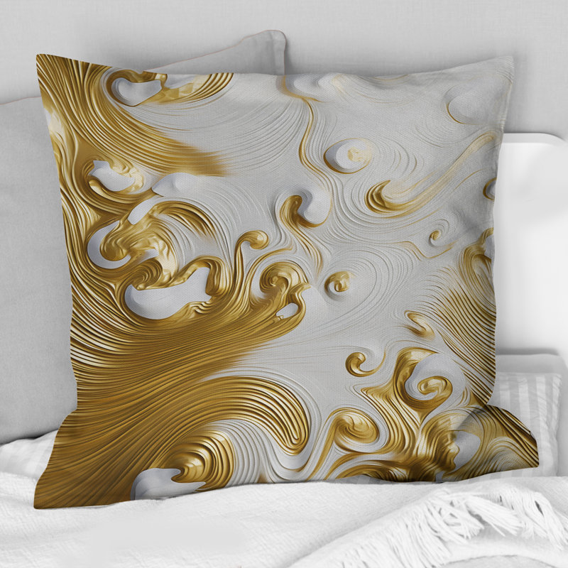 Smooth Gold Elegant Minimal Retro Glam Wave - Abstract Shapes Printed Throw Pillow