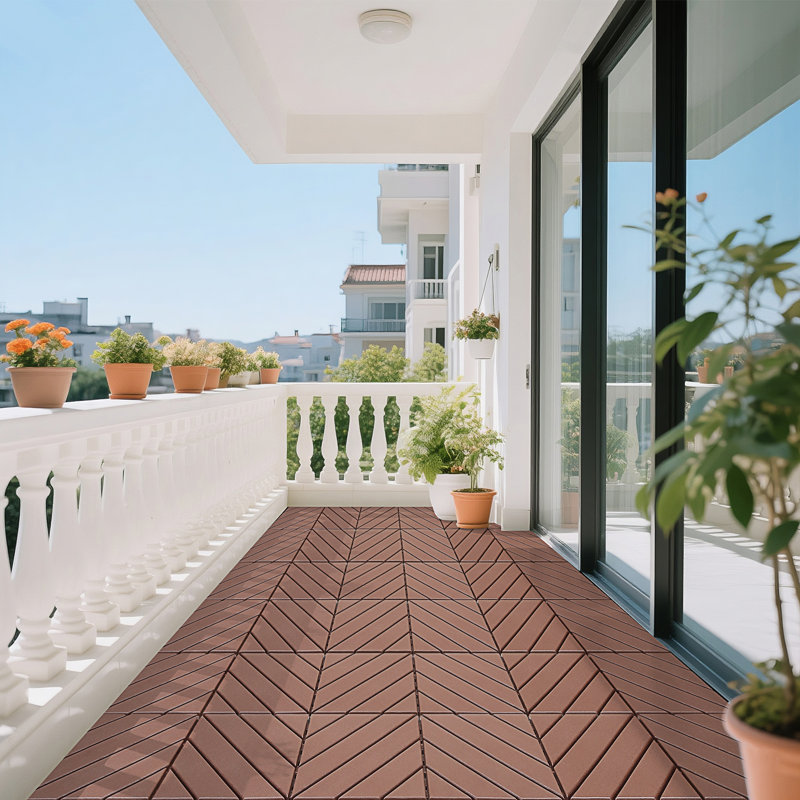 Plastic Interlocking Decking Tiles, Brown