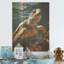 «Whimsical Of A Turtle As A Ocean Explorer» - art mural panneau de bois de tortue sur bois de pin naturel-48117724
