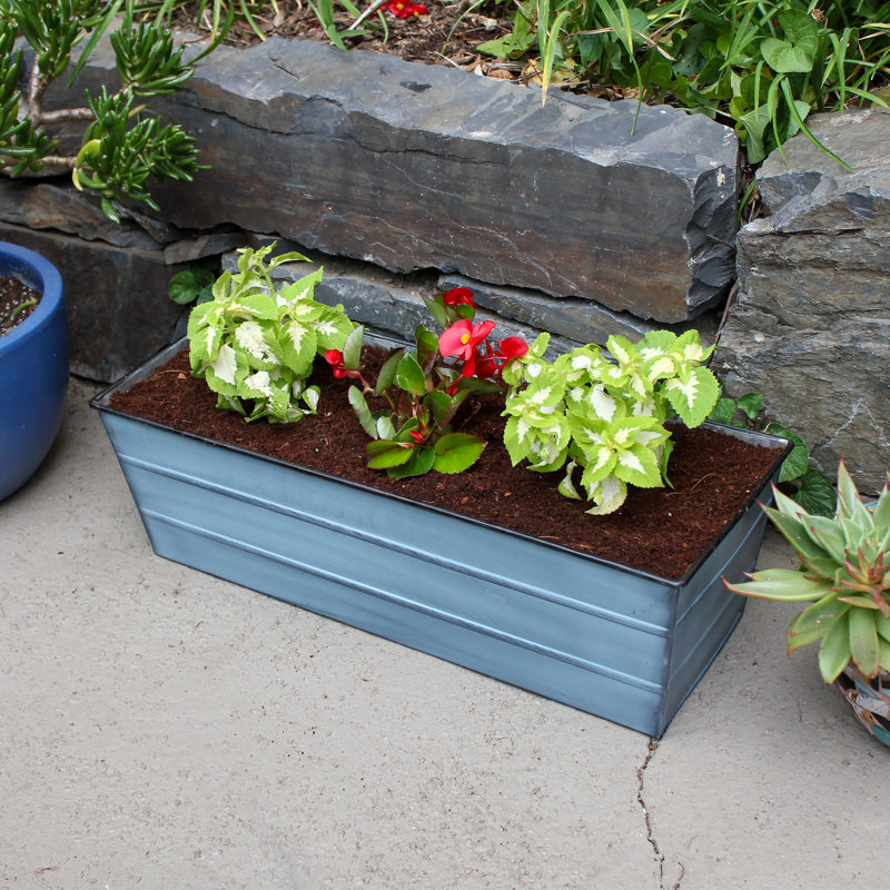 Metal Planter Box, Nantucket Blue