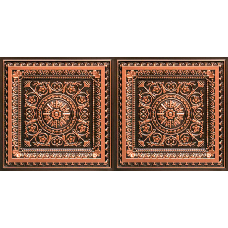 Tuile de plafond en PVC La Scala, Cuivre antique, L 24 po x L 48 po