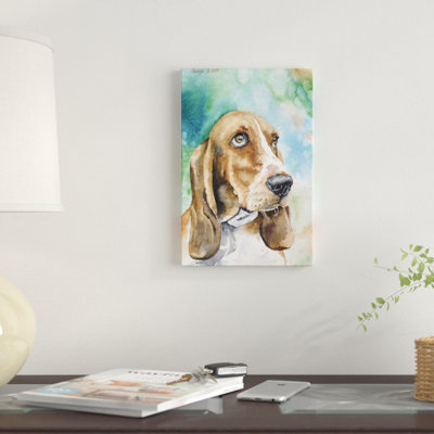 « basset i », reproduction sur toile