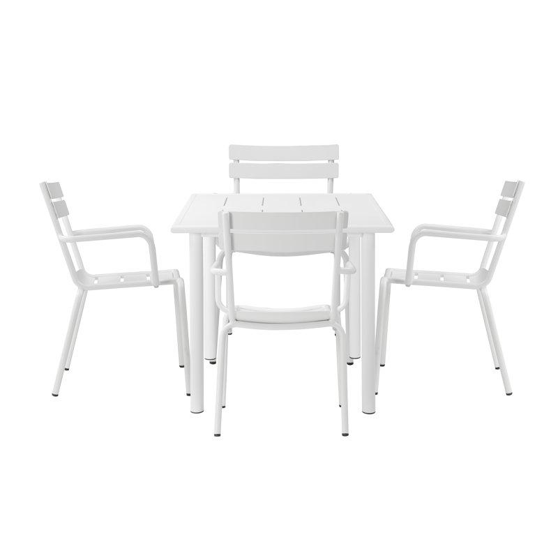 Julianna 5-Piece Aluminum Outdoor Dining Set – Modern Patio Furniture with Rust-Free Frame & Contemporary Design