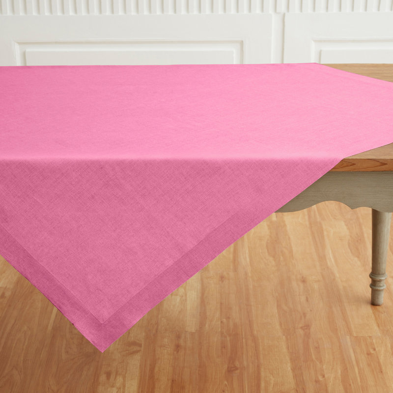 Fete - 100% Pure Linen Table Throw, Flamingo Pink, Solid Color