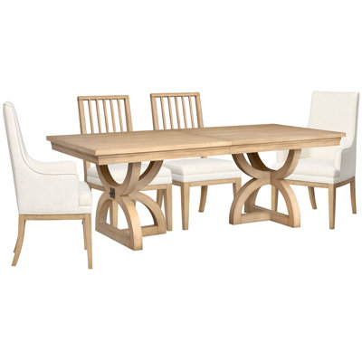 Table de salle à manger à tréteaux avec 2 chaises d'appoint et 2 chaises d'appoint Gordonville