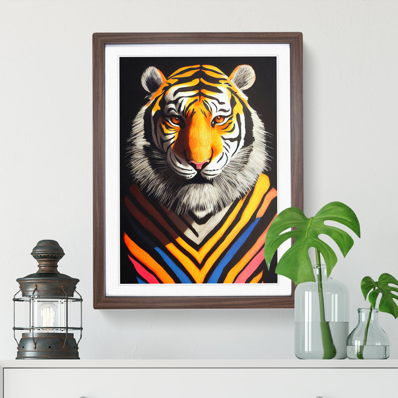 Tiger Stripes - Wall Art, 48cm H x 36cm W, Walnut Picture Frame, White