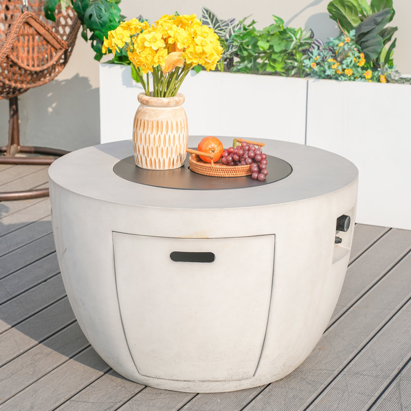 23.8'' H x 36'' W Terrafab Propane Outdoor Fire Pit Table, Gray
