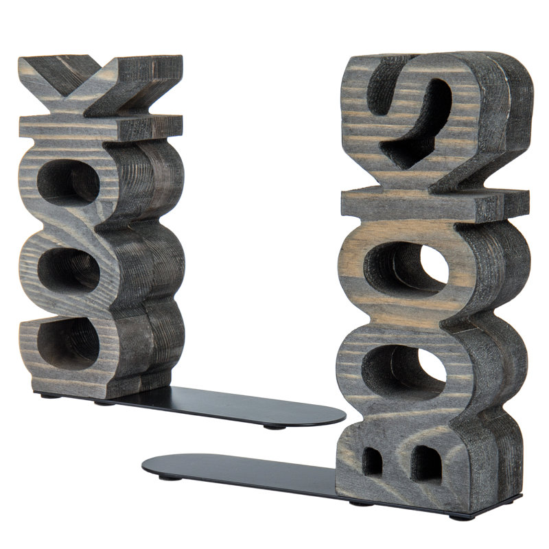 2-Piece Solid Wood Decorative Cookbook Text Bookend