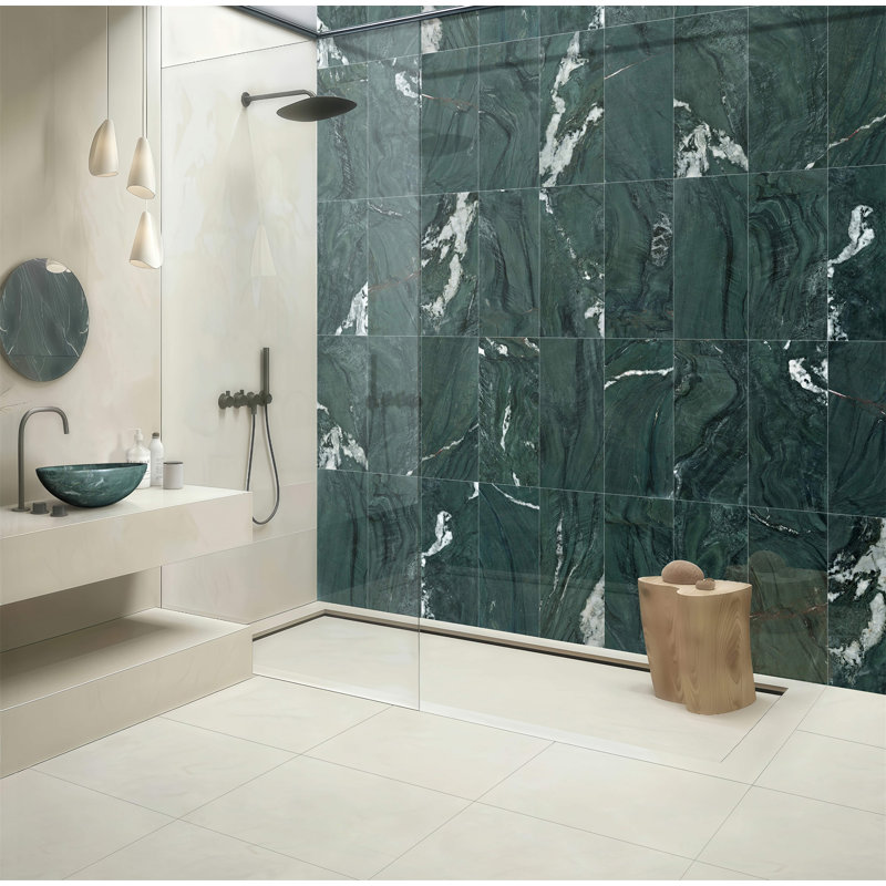 Green Natural Marble Bathroom Vessel Sink, Green