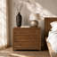 Table de chevet en bois massif avec 3 tiroirs, table de chevet large de 31,5 po pour la chambre à coucher (2 pièces)-132919202