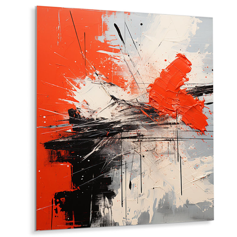 «Red and White Chaos Unleashed I», art mural abstrait en métal, H 20 po x l 12 po x P 1 po