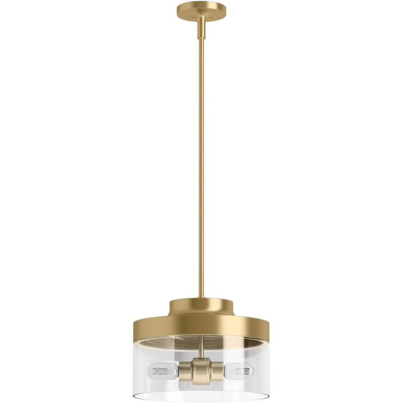 Purist 12½-In Two-Light Pendant, Brushed Moderne Brass