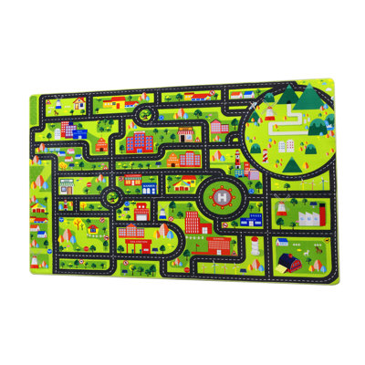 Kids Area Rug 3x5 City Play Mat, Non Slip Exercise Mat Fun Rug Carpet for Kids Toddler, City Traffic Road Map Area Rug,  Educational Kids Street Carpet Mat for Bedroom Playroom