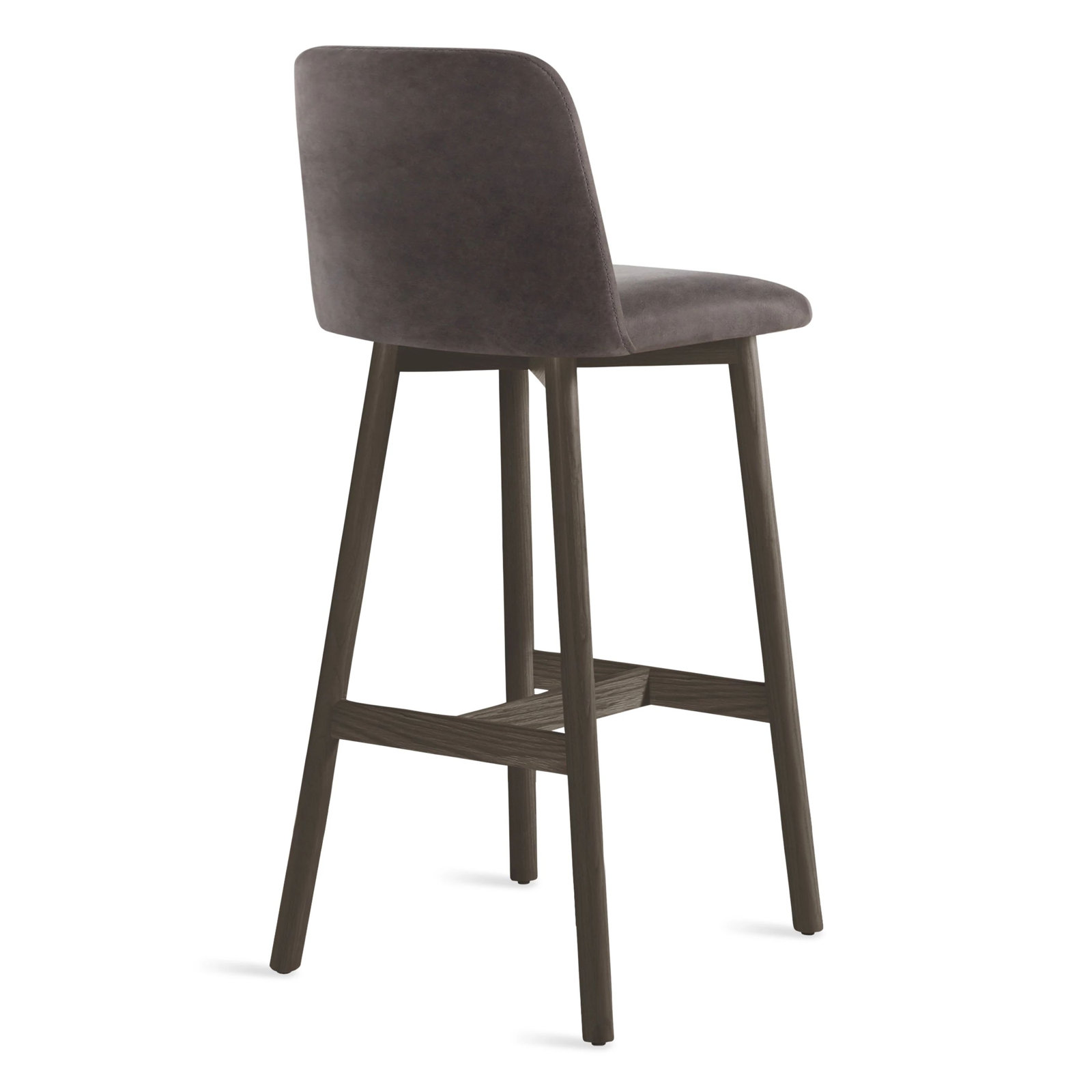 Chip Stool, Bar Stool (31" Seat Height), White Genuine Leather, Whitewashed Ash