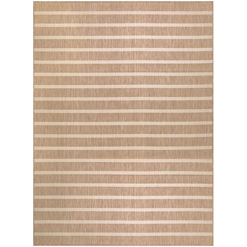 Shaila Striped Indoor / Outdoor Rug, Rectangle 8' x 10', Beige/Ivory