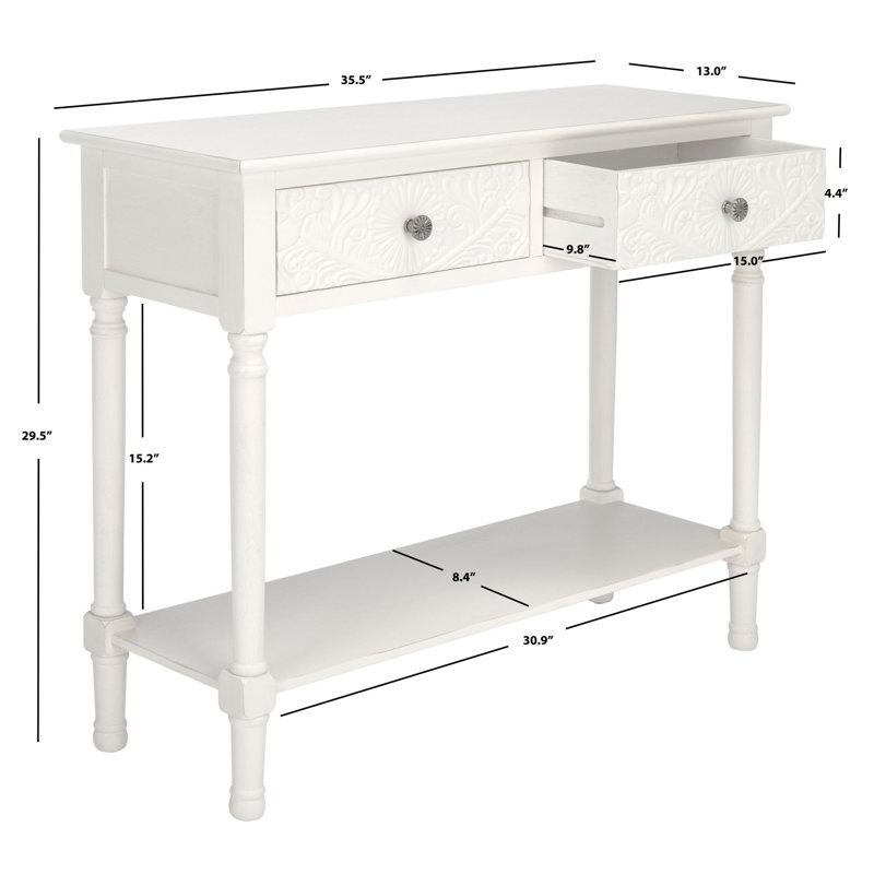 Addyson 35.5'' Console Table, Distressed White
