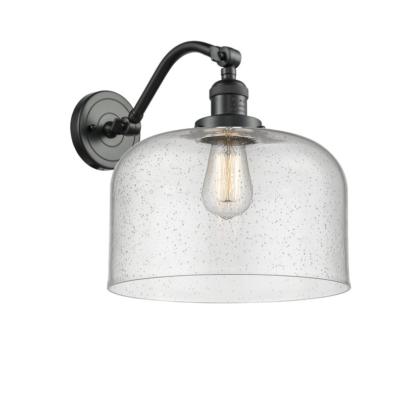 Applique murale 1 lumière 12 po Bell, Ampoule à DEL rétro de 6 watts, Grainé, Noir mat