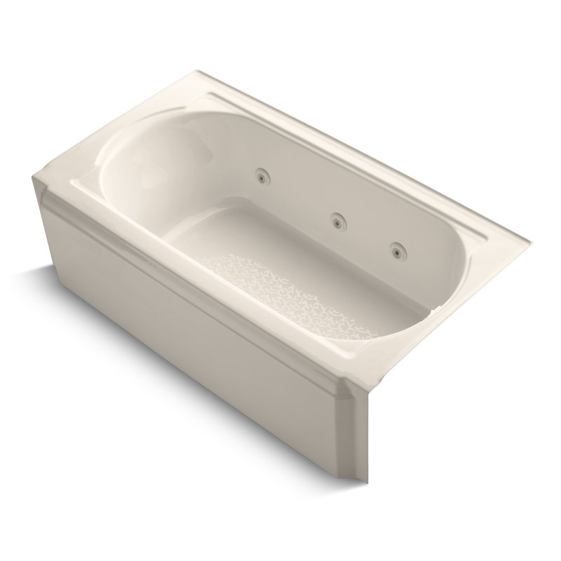 Memoirs 60" x 33.75" Alcove Whirpool Cast Iron Bathtub with Heater, Innocent Blush