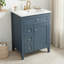 Meuble-lavabo avec lavabo en céramique, tiroirs à fermeture en douceur et support de rangement, idéal pour les salles de bain compactes