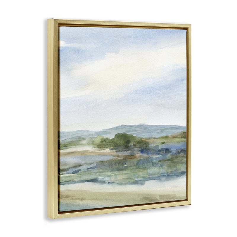 Collines dans un paysage naturel, H 21 po x l 17 po, Cadre flottant gris lustré