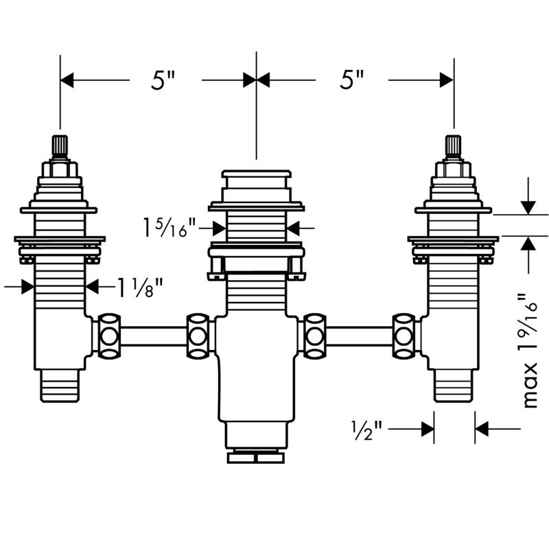 Rough-In Valve for 3 Hole Tub Faucet
