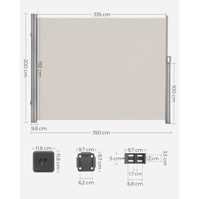 17 Stories 0.1cm D Polyester Cover Retractable Freestanding Awning, 200cm H x 350cm W x 0.1cm D, White