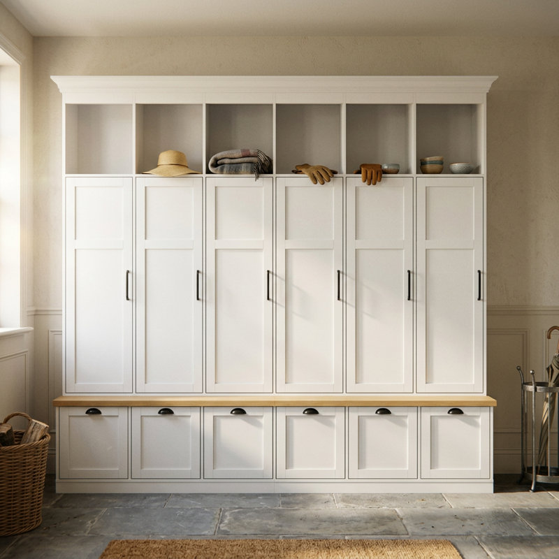 97.6” W Hall Tree With Bench And Shoe Storage