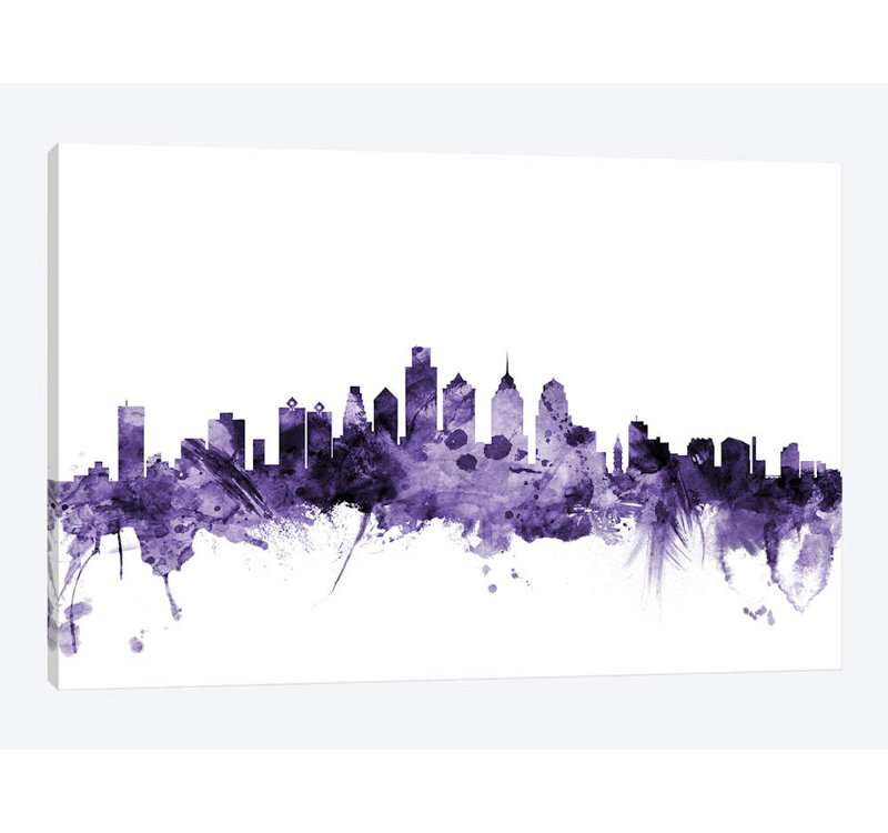 « philadelphia, pennsylvanie horizon » par michael tompsett, impression sur toile tendue, H 40 po x l 60 po x P 1,5 po
