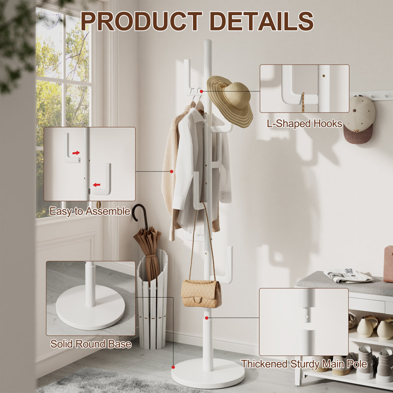Casimir Cactus Solid Wood Coat Rack, White