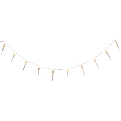 Guirlande de glaçons de Noël - blanc chaud - fil transparent 4,5 pi - 10 carats