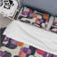Ensemble de housse de couette à motif géométrique mauve et orange rétro-109173668