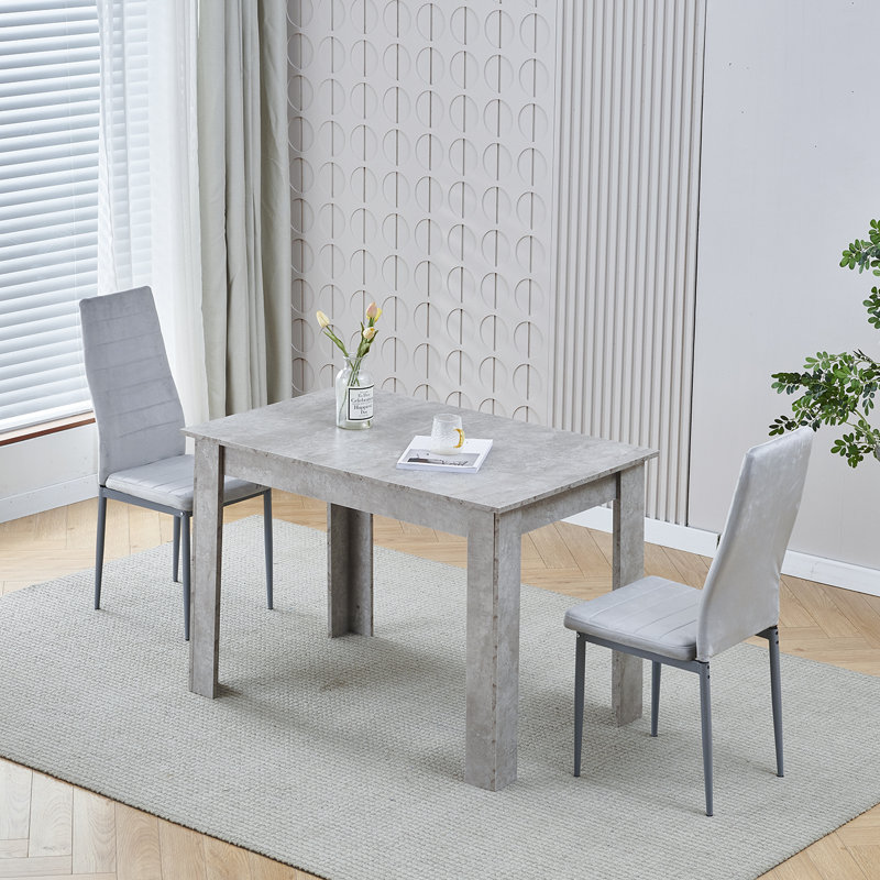Dining Set, Grey Line Velvet Chairs#2