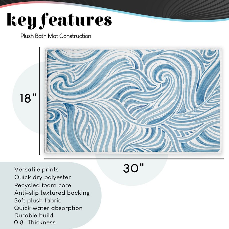  Tapis de bain recyclé et antidérapant Bloom In Grace, 18 po x 30 po, Bloom in Grace