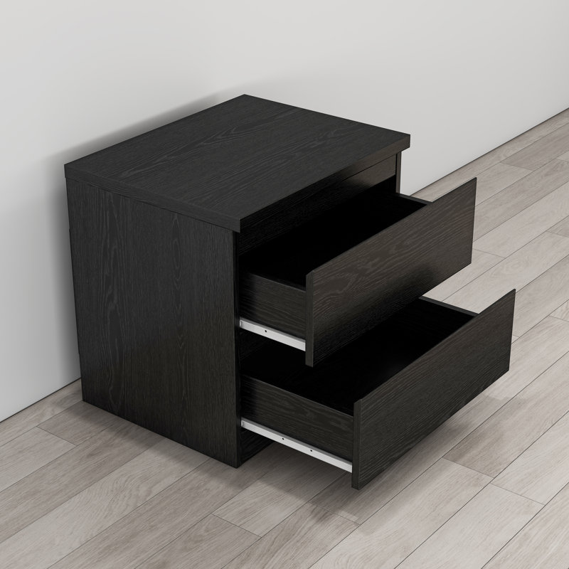 19.7-Inch Nightstand with 2 Drawers, Black