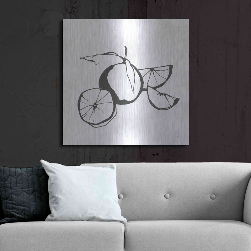 «Gracie Oaks» Oranges BW »par Chris Paschke, art mural en métal, H 36 po x l 36 po