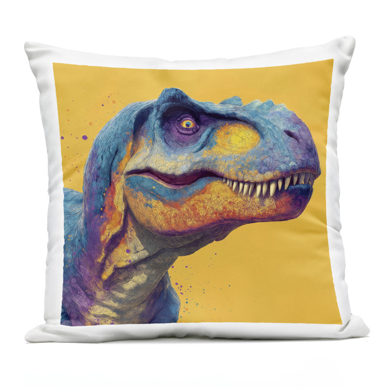 Coussin d'extérieur Vibrant T-Rex Portrait, imprimé par Wumples