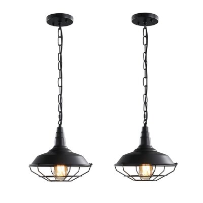 2 Pack Farmhouse Pendant Light Fixtures, Black Industrial Chandelier Vintage Rustic Metal Cage Hanging Lamp For Barn Kitchen Hallway Dining Room -  17 Stories, 867466DCA52A46CFB7ACA85213CFFD54