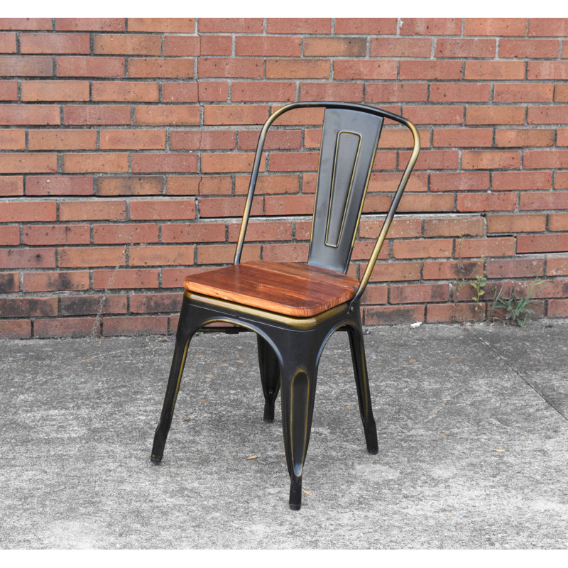 Chaise d'appoint empilable à dossier en lattes Kylyn