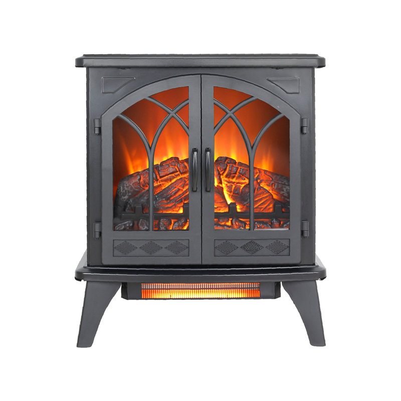 24" 3D Flame Electric Infrared Quartz Fireplace Stove with Remote