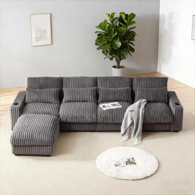 126" L-shaped Sofa With Cup Holders & Usb Charging by Ivy Bronx