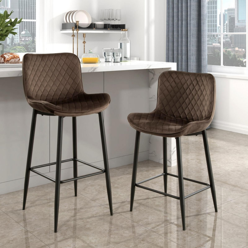 Ensemble de 2 chaises à hauteur de comptoir, Brun