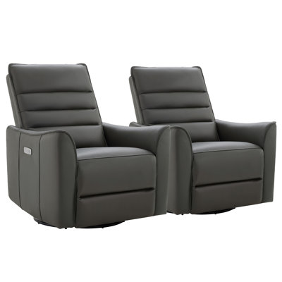 Akeem Gabi Genuine Leather Swivel Glider Power Recliner