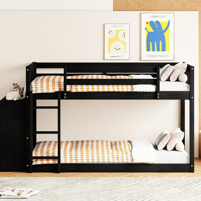 Lit simple superposé au-dessus avec compartiments de rangement supplémentaires - 4 tiroirs et 3 tablettes et look pour chambre à coucher