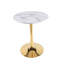 Table de salle à manger de style tulipe de 23,62 po en marbre blanc avec pieds de couleur dorée et plateau de table Mid-Century pour 2 à 4 personnes avec plateau en MDF rond, table de salle à manger à piédestal et table basse-1197501516
