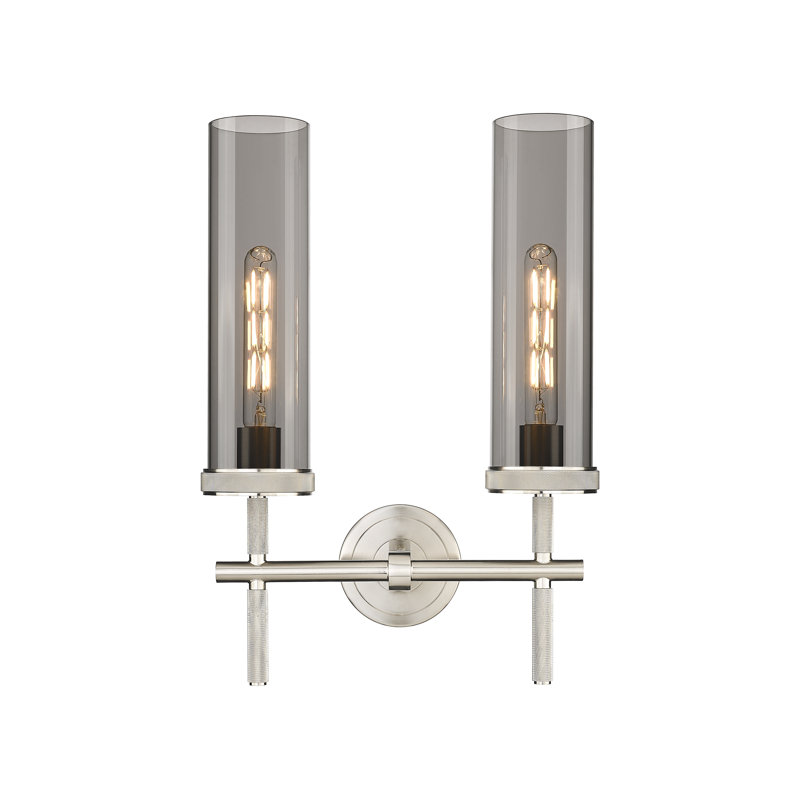 Éclairage pour meuble-lavabo mural 12 po 2 lumières Lincoln, Fumée, Nickel satiné