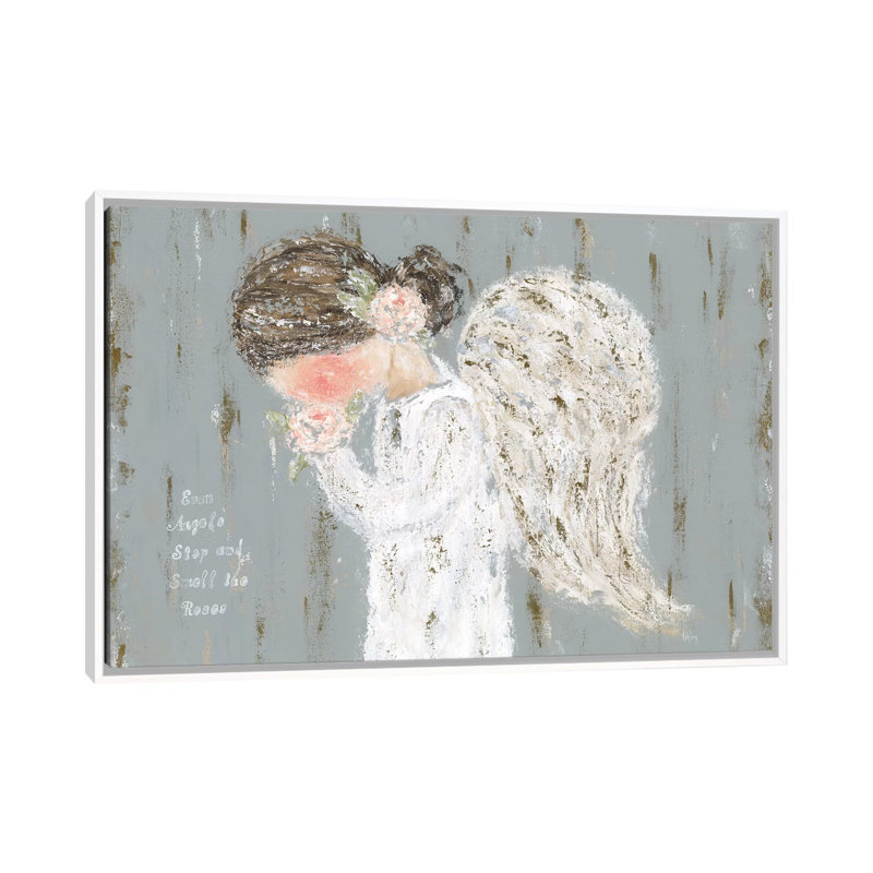 «Stop and Smell the Roses» par Ashley Bradley - reproduction d'art, H 18 po x l 26 po x P 1,5 po, Toile blanche encadrée