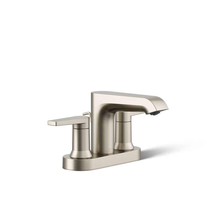 Kohler Hint Centerset 4 inch Bathroom Faucet with Pop-Up Drain Assembly, 2-Handle Bathroom Sink Faucet, 1.2 gpm