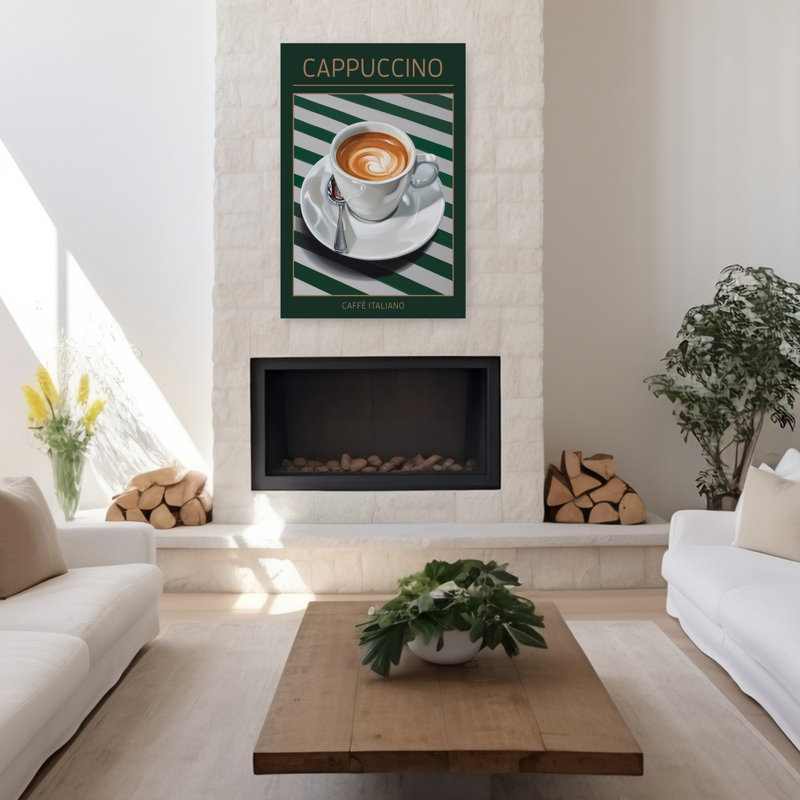 Cappuccino italien, art mural contemporain élégant, H 48 po x l 32 po