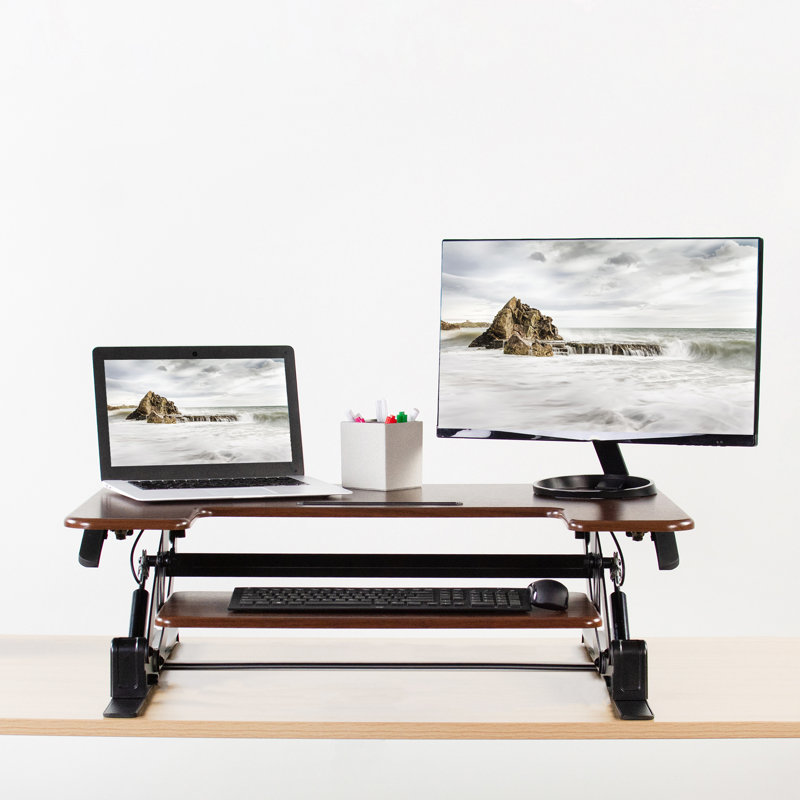 Standing Desk Converter DESK-V000V Series, Dark Brown / Black