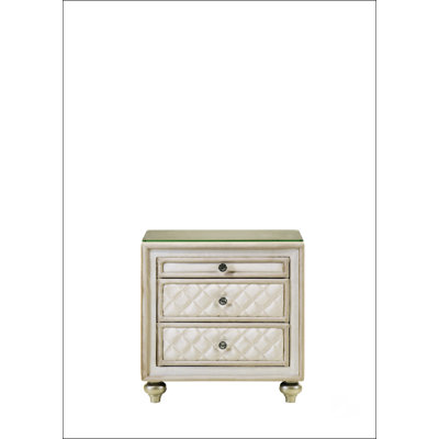 Table de chevet beige en velours